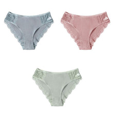 Load image into Gallery viewer, M-XXL 3PCS Women's Cotton Panties Set Floral Lace Briefs Underwear Comfortable Panty for Female Sexy Low-Rise Intimates Lingerie
