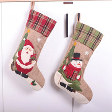 Load image into Gallery viewer, New Christmas Santa Snowman Socks Candy Bag Christmas Hanging Decoration White Linen Santa Claus Decorations
