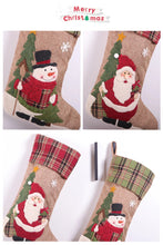 Load image into Gallery viewer, New Christmas Santa Snowman Socks Candy Bag Christmas Hanging Decoration White Linen Santa Claus Decorations
