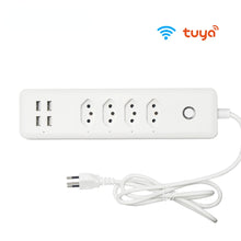 Load image into Gallery viewer, WiFi Smart Power Strip with 4 Outlets 4USB Ports 1.4m Extension Cord Voice works with Google Home Alexa
