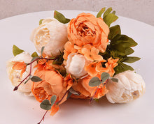 Load image into Gallery viewer, 1Bunch Artificial Peony Flowers European Fake Leaf High Quality Vivid Rose Silk Flower for Home Hotel Wedding Decoration Bouquet
