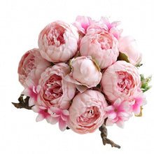 Load image into Gallery viewer, 1Bunch Artificial Peony Flowers European Fake Leaf High Quality Vivid Rose Silk Flower for Home Hotel Wedding Decoration Bouquet
