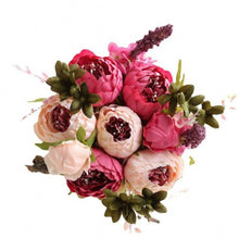 Load image into Gallery viewer, 1Bunch Artificial Peony Flowers European Fake Leaf High Quality Vivid Rose Silk Flower for Home Hotel Wedding Decoration Bouquet
