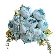 Load image into Gallery viewer, 1Bunch Artificial Peony Flowers European Fake Leaf High Quality Vivid Rose Silk Flower for Home Hotel Wedding Decoration Bouquet
