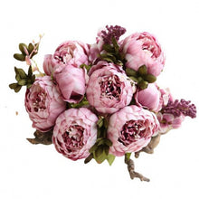 Load image into Gallery viewer, 1Bunch Artificial Peony Flowers European Fake Leaf High Quality Vivid Rose Silk Flower for Home Hotel Wedding Decoration Bouquet
