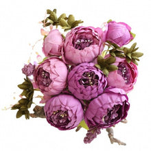 Load image into Gallery viewer, 1Bunch Artificial Peony Flowers European Fake Leaf High Quality Vivid Rose Silk Flower for Home Hotel Wedding Decoration Bouquet

