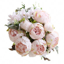 Load image into Gallery viewer, 1Bunch Artificial Peony Flowers European Fake Leaf High Quality Vivid Rose Silk Flower for Home Hotel Wedding Decoration Bouquet
