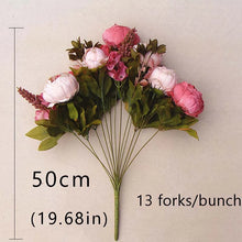 Load image into Gallery viewer, 1Bunch Artificial Peony Flowers European Fake Leaf High Quality Vivid Rose Silk Flower for Home Hotel Wedding Decoration Bouquet
