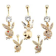 Load image into Gallery viewer, 1PC Rabbit Creativity Belly Button Ring Navel Piercing Ring Cartoon Cat Navel Button Piercings for Women Girls Body Jewelry Gift

