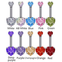 Load image into Gallery viewer, 1PC Steel Belly Button Rings Crystal Piercing Navel Heart Style Navel Piercing Earring Belly Piercing Sexy Body Jewelry Ombligo
