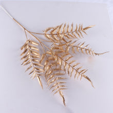 Load image into Gallery viewer, 1PC Three-pronged Fan Leaf Netting Artificial Gold Ginkgo Eucalyptus Holly For Wedding Arch Flower Arrangement Home Decor Crafts
