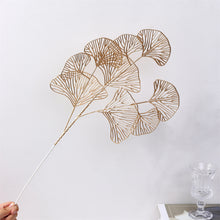 Load image into Gallery viewer, 1PC Three-pronged Fan Leaf Netting Artificial Gold Ginkgo Eucalyptus Holly For Wedding Arch Flower Arrangement Home Decor Crafts
