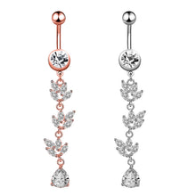 Load image into Gallery viewer, 1PCS Crystal Belly Button Ring 14G Butterfly Belly Piercing Ombligo Oreja Steel Long Dangle Flower Navel Rings Sexy Body Jewelry
