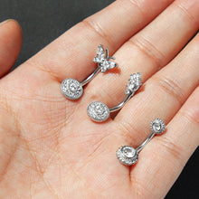 Load image into Gallery viewer, 1PCS Crystal Belly Button Ring 14G Butterfly Belly Piercing Ombligo Oreja Steel Long Dangle Flower Navel Rings Sexy Body Jewelry
