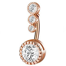 Load image into Gallery viewer, 1PCS Crystal Belly Button Ring 14G Heart Belly Piercing Dangle Flower Navel Piercing Rose Gold Sexy Navel Bar Cute Belly Ring
