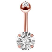 Load image into Gallery viewer, 1PCS Crystal Belly Button Ring 14G Heart Belly Piercing Dangle Flower Navel Piercing Rose Gold Sexy Navel Bar Cute Belly Ring
