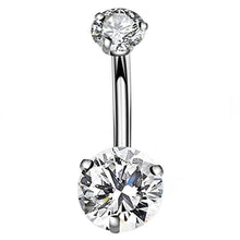 Load image into Gallery viewer, 1PCS Crystal Belly Button Ring 14G Heart Belly Piercing Dangle Flower Navel Piercing Rose Gold Sexy Navel Bar Cute Belly Ring
