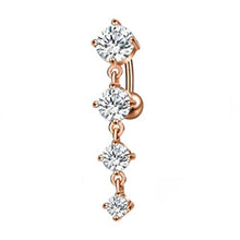 Load image into Gallery viewer, 1PCS Crystal Belly Button Ring 14G Heart Belly Piercing Dangle Flower Navel Piercing Rose Gold Sexy Navel Bar Cute Belly Ring
