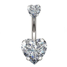 Load image into Gallery viewer, 1PCS Crystal Belly Button Ring 14G Heart Belly Piercing Dangle Flower Navel Piercing Rose Gold Sexy Navel Bar Cute Belly Ring
