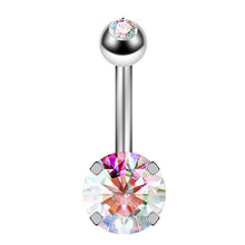 Load image into Gallery viewer, 1PCS Crystal Belly Button Ring 14G Heart Belly Piercing Dangle Flower Navel Piercing Rose Gold Sexy Navel Bar Cute Belly Ring
