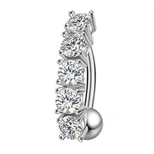 Load image into Gallery viewer, 1PCS Crystal Belly Button Ring 14G Heart Belly Piercing Dangle Flower Navel Piercing Rose Gold Sexy Navel Bar Cute Belly Ring
