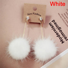 Load image into Gallery viewer, 1Pair   Lovely Fake Rabbit Faux Fur Ball Dangle Earrings Cute Soft Pompom Long Drop Earring Jewelry For Lady Women Girls
