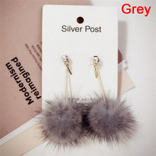 Load image into Gallery viewer, 1Pair   Lovely Fake Rabbit Faux Fur Ball Dangle Earrings Cute Soft Pompom Long Drop Earring Jewelry For Lady Women Girls
