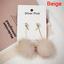 Load image into Gallery viewer, 1Pair   Lovely Fake Rabbit Faux Fur Ball Dangle Earrings Cute Soft Pompom Long Drop Earring Jewelry For Lady Women Girls
