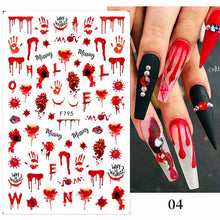 Load image into Gallery viewer, 1Pc 3D Halloween Nail Stickers Anime Joker Spider Snake Sliders Nail Art Stickers Adhesive Christmas Decals Snowflake Decor

