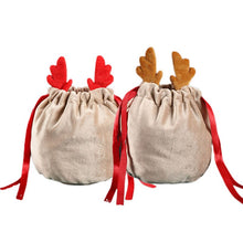 Load image into Gallery viewer, 5PC Christmas Reindeer Candy Gift Bag Velvet Santa Sacks Drawstring Bag Christmas Decoration Kids Gift Party Favor New Year Gift
