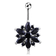 Load image into Gallery viewer, 1Pc Luxury Crystal Flower Navel Ring 316L Stainless Steel Green Flowers Women Belly Button Ring Navel Piercing Jewelry
