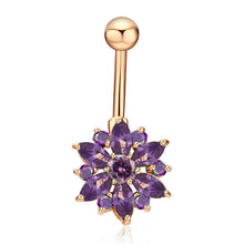 Load image into Gallery viewer, 1Pc Luxury Crystal Flower Navel Ring 316L Stainless Steel Green Flowers Women Belly Button Ring Navel Piercing Jewelry
