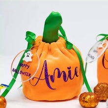 Load image into Gallery viewer, 5pc Sublimation Velvet Pumpkin Candy Bag Halloween Gift Bag Trick or Treat 13x15cm Party Decoration Chocolate Storage Bucket
