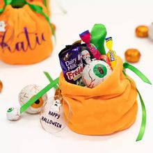 Load image into Gallery viewer, 5pc Sublimation Velvet Pumpkin Candy Bag Halloween Gift Bag Trick or Treat 13x15cm Party Decoration Chocolate Storage Bucket
