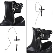Load image into Gallery viewer, 1Pc Vintage Black Cross Earrings For Women Hip hop Rock Piercing Chain Clip Earrings Girls Party Jewelry Gift
