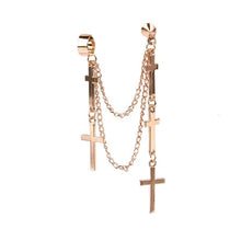Load image into Gallery viewer, 1Pc Vintage Black Cross Earrings For Women Hip hop Rock Piercing Chain Clip Earrings Girls Party Jewelry Gift

