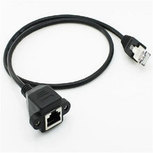 Load image into Gallery viewer, 1pcs 30cm 8Pin RJ45 Cable Male to Female Screw Panel Mount Ethernet LAN Network 8 Pin Extension Cable
