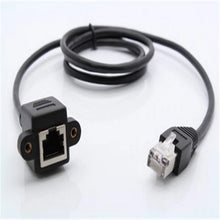Load image into Gallery viewer, 1pcs 30cm 8Pin RJ45 Cable Male to Female Screw Panel Mount Ethernet LAN Network 8 Pin Extension Cable
