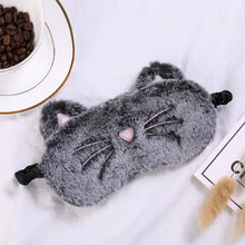 Load image into Gallery viewer, 1PCS Plush Cute Grey Cat Eye Mask Sleeping Mask Eye Shade Cover Blindfold Eyeshade Eyepatch Suitable for Travel Home Gift
