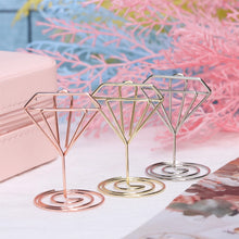 Load image into Gallery viewer, 10Pcs Romantic Metal Place Card Holder Heart Diamond Photo Clip Table Number Stand Seat Marker Cool Wedding Party Desktop Decor
