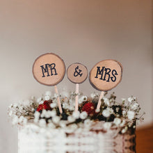 Load image into Gallery viewer, 1Pcs Wooden Love Just Married Mr&amp;Mrs Cake Topper DIY Wedding Cake Topper Engagement Gifts Letter Cake Decoration Supplies Favors
