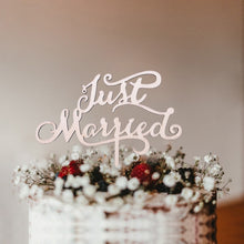 Load image into Gallery viewer, 1Pcs Wooden Love Just Married Mr&amp;Mrs Cake Topper DIY Wedding Cake Topper Engagement Gifts Letter Cake Decoration Supplies Favors
