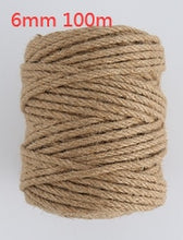 Load image into Gallery viewer, 1Roll 25/50/100/200m Natural Jute Hemp Rope Home Decoration Retro Style DIY Craft Cord Decorative Rope 1-14 mm Diameter Handmade
