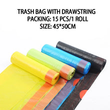 Load image into Gallery viewer, 1Roll   Trash Bags Garbage Bag Storage Kitchen Garbage Box 15pcs/roll Household Disposable PE Drawstring Handles
