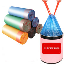 Load image into Gallery viewer, 1Roll   Trash Bags Garbage Bag Storage Kitchen Garbage Box 15pcs/roll Household Disposable PE Drawstring Handles
