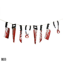 Load image into Gallery viewer, 1Set Horror Creepy Hanging Hand Scary Limbs Arms Bloody Paper Garland Banner DIY Halloween Decoration Prop Party Supplies Favors
