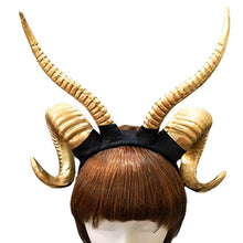 Load image into Gallery viewer, Handmade Witch Gothic Lolita Sheep Horn Headband Hairband Accessory Cosplay Halloween Headwear Prop
