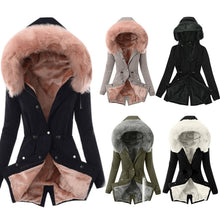 Load image into Gallery viewer, Ladies  Lining Coat Womens Winter Warm Thick Long Jacket Hooded Overcoat
