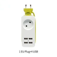 Load image into Gallery viewer, Plug Power Strip Socket Splitter Wall Multiple Socket Portable 4 USB Port HUB for Mobile Phone Tablet 1200W 250V,1.5m Cable
