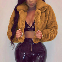 Load image into Gallery viewer, Fashion Women Coat Fluffy Fleece Turn-down Collar Faux Fur Top  Short Loose Coat

